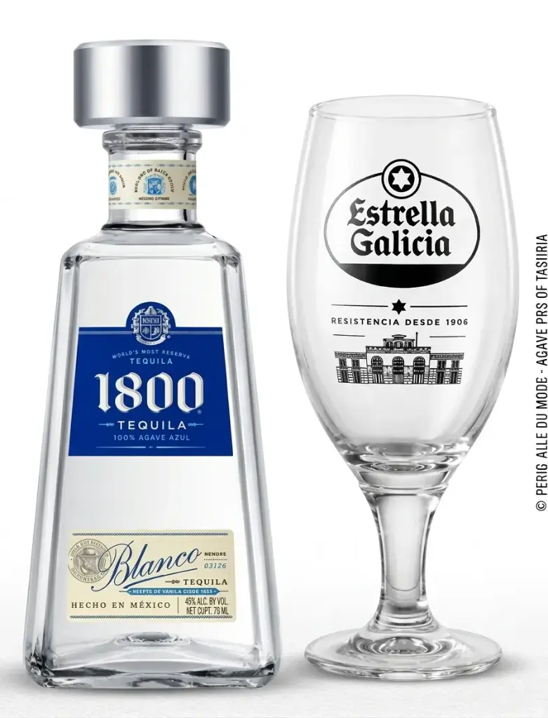 Pack Tequila 1800 Silver + Copa Estrella Galicia 