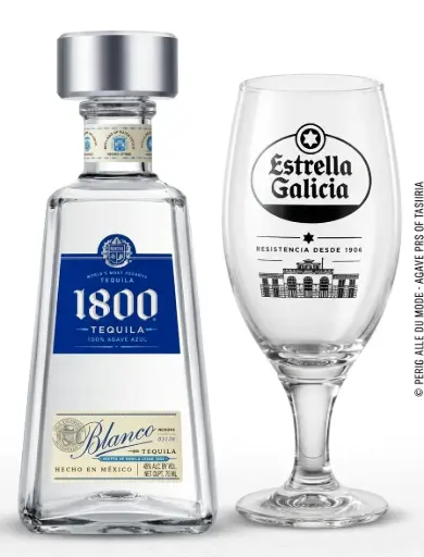[2365] Pack Tequila 1800 Silver + Copa Estrella Galicia 